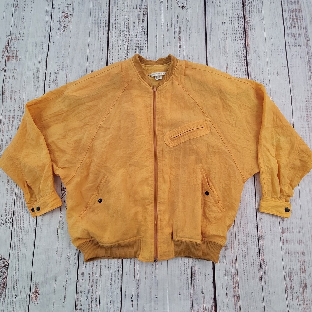 Vintage Anne Pinkerton Mustard Yellow Full Zip Bomber Style Jacket Women's S